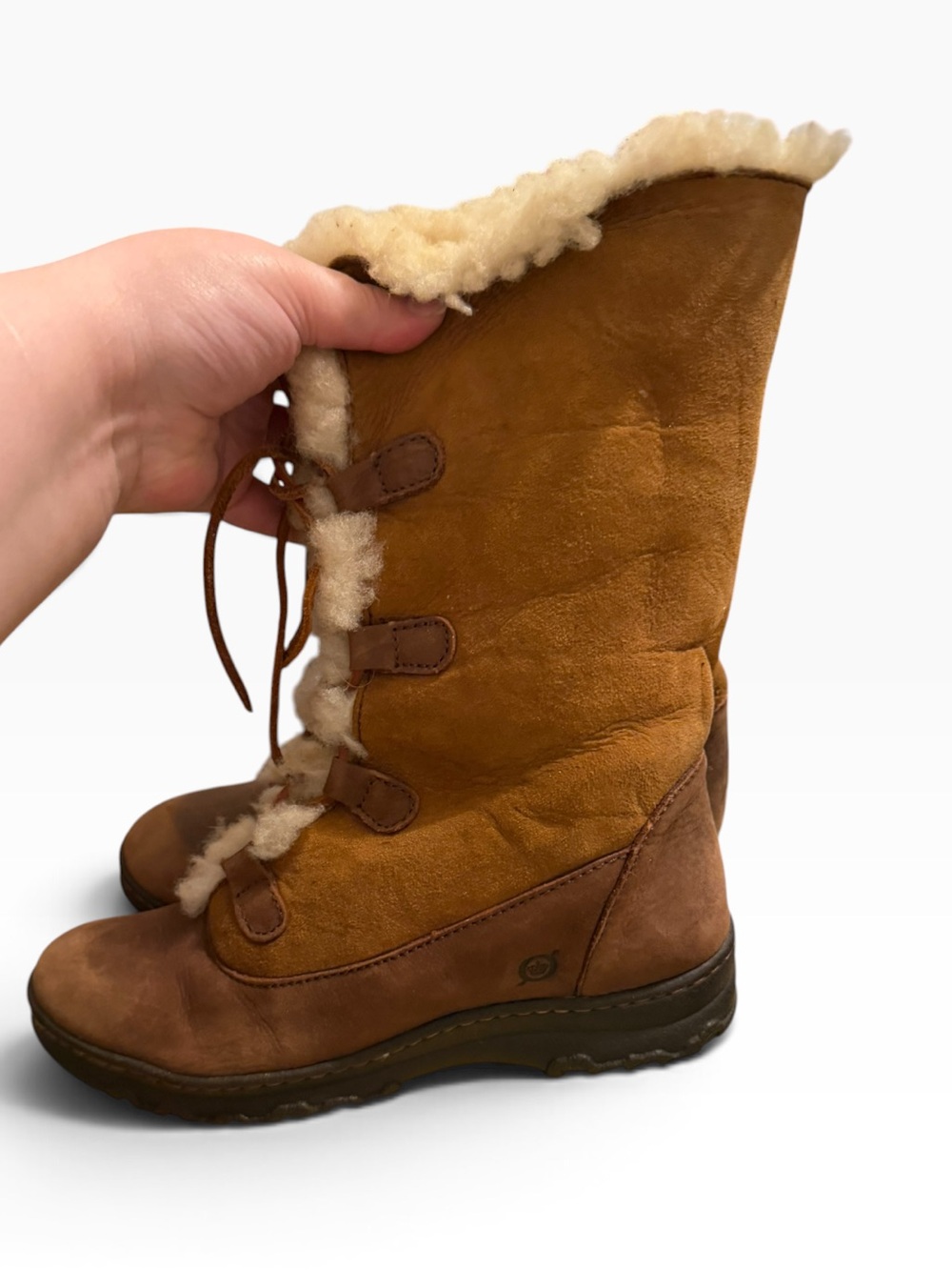 Born leather shearling-lined Lace Up winter boots Size 7 - Picture 4 of 8